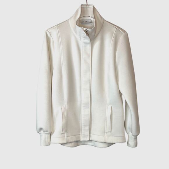Lola + Sofie New York Zip Up Jacket in White Women's Size Large - Picture 1 of 8